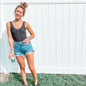 Black Ribbed Bodysuit